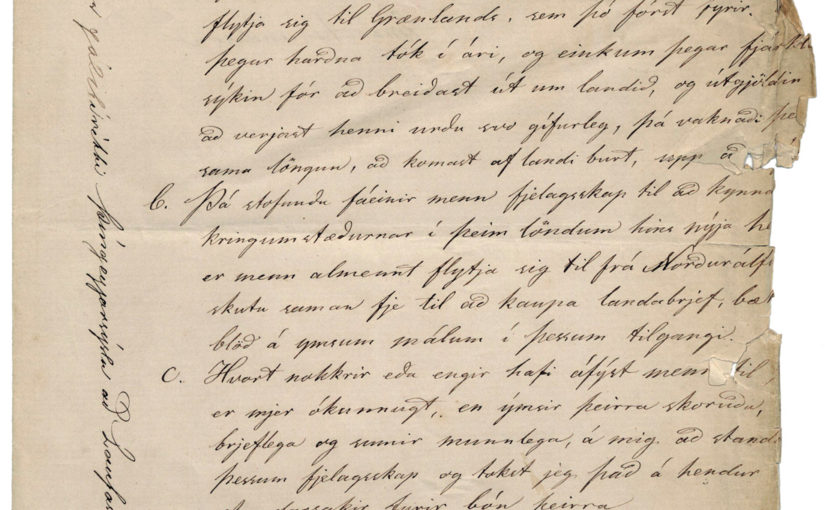 Skjal úr Dómsmálabók Þingeyjarsýslu. Svör Einars Ásmundssonar fyrir rétti 15. júní 1867 Sýslumaður Þingeyinga GA/5.